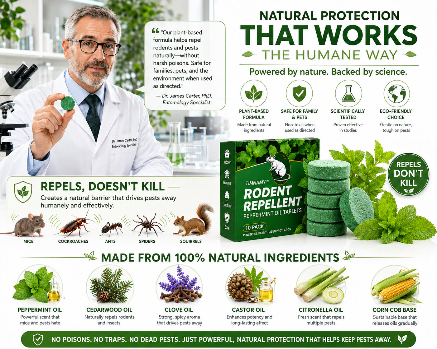 💥LAST DAY SALE 50%OFF💥🟢 TIMNAMY® Natural Peppermint Rodent Repellent Pouches – 12 Pack