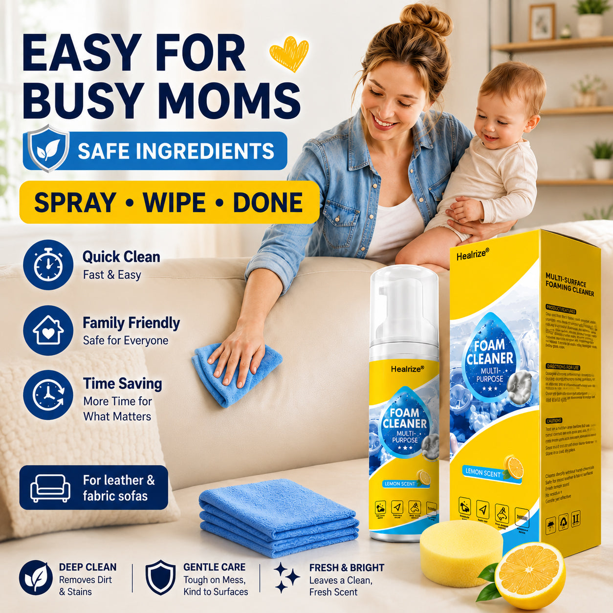 🔥 Healrize® 4-in-1 Multi-Enzyme Foam Cleaner | Deep Cleaning Foam for Car Interior, Sofa, Kitchen & Bathroom✨✨3