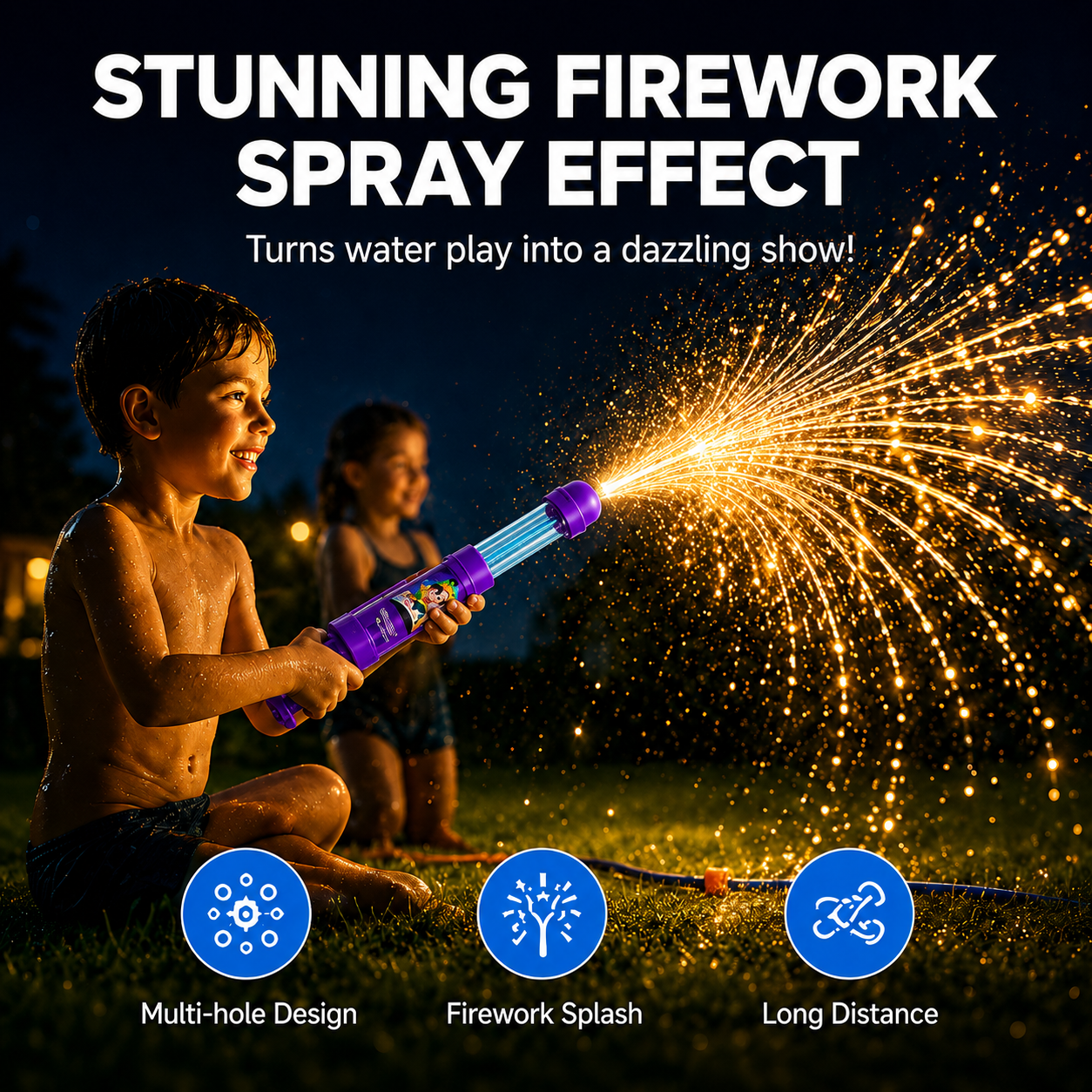 🥳 2026 HOT SALE💞70K+ SOLD! · 58% OFF! TIMNAMY® Pull-Out Firework Water Gun Toy 🎆💦 Fun Splash Water Blaster for Pool, Beach, Bath & Garden