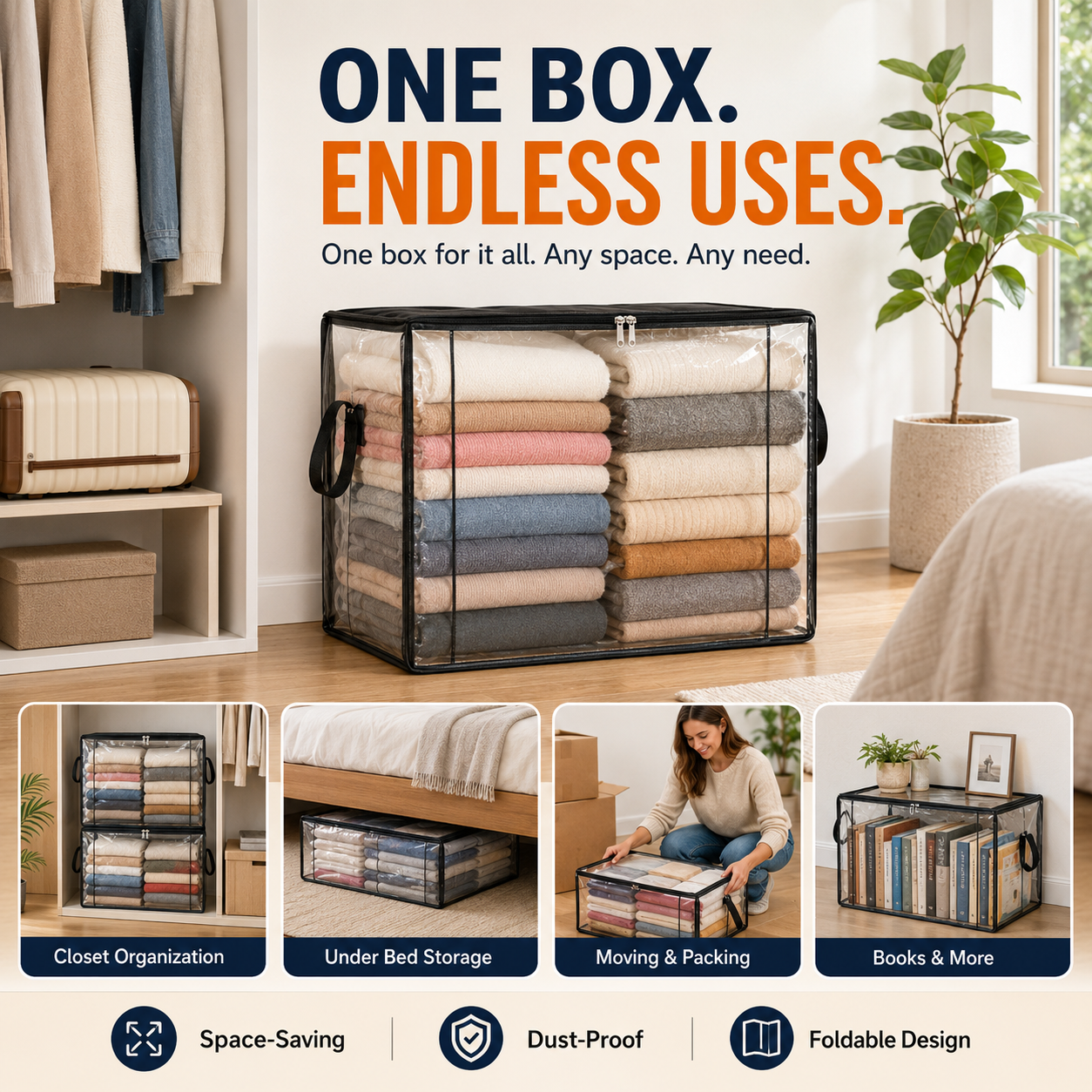 💥LAST DAY SALE 50%OFF💥TIMNAMY® Clear Stackable Storage Bags See Everything🏠 Store More Organize Faster📦📦1