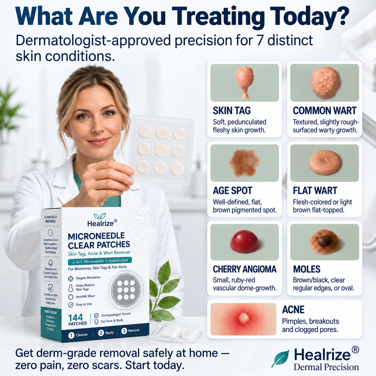 💦💦 𝐎𝐟𝐟𝐢𝐜𝐢𝐚𝐥 𝐒𝐭𝐨𝐫𝐞 |  Healrize®  👩‍⚕️𝐁𝐨𝐭𝐚𝐧𝐢𝐜𝐚𝐥 𝐌𝐢𝐜𝐫𝐨𝐧𝐞𝐞𝐝𝐥𝐞 𝐇𝐲𝐝𝐫𝐨𝐜𝐨𝐥𝐥𝐨𝐢𝐝 𝐏𝐚𝐭𝐜𝐡 (𝐅𝐨𝐫 𝐒𝐤𝐢𝐧 𝐓𝐚𝐠𝐬, 𝐒𝐦𝐚𝐥𝐥 𝐒𝐤𝐢𝐧 𝐆𝐫𝐨𝐰𝐭𝐡𝐬, 𝐖𝐚𝐫𝐭𝐬, 𝐌𝐨𝐥𝐞𝐬, 𝐀𝐠𝐞 𝐒𝐩𝐨𝐭𝐬 & 𝐏𝐢𝐠𝐦𝐞𝐧𝐭𝐚𝐭𝐢𝐨𝐧 𝐂𝐨𝐧𝐜𝐞𝐫𝐧𝐬)