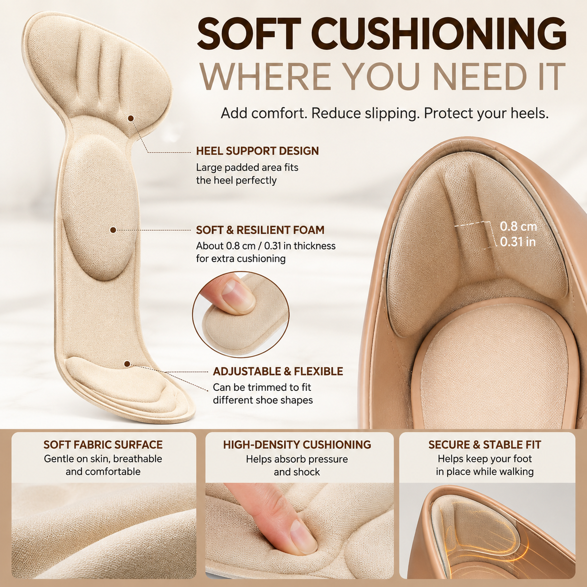 🚨 Last Day 50% OFF | 🔥 5-Pair Pack | Comfortable Anti-Slip Heel Pads for Men & Women