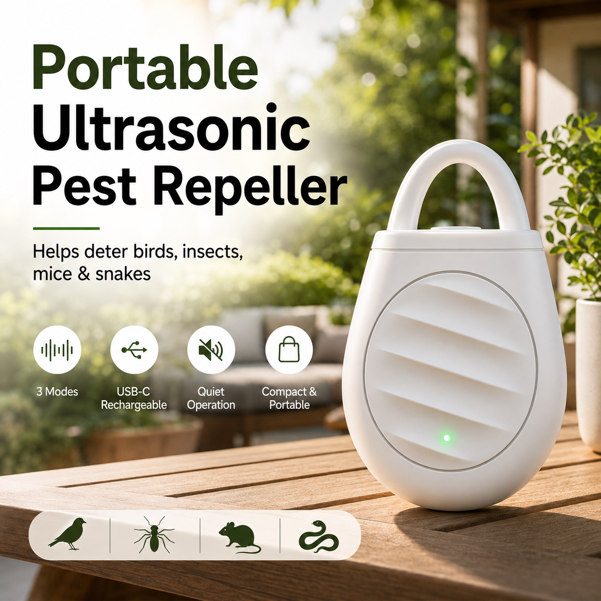 🐦Healrize® No more trouble from birds, beasts and locusts！Portable Ultrasonic Bird Repellent Keychain