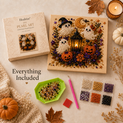 🔥Healrize®HALLOWEEN SALE 👻✨ Halloween Pearl Art DIY Kit – Turn Tiny Pearls into Spooky-Cute Magic