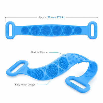 💦 Healrize®  27.6" Dual-Sided Silicone Back Scrubber — Extra-Long Flexible Bath Strap with Easy-Grip Handles