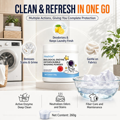 🔥 Healrize® Biological Enzyme Oxygen Bubble Washing Powder | Deep Stain Remover for Clothes, Towels, Bedding & White Sneakers🎉🎉1