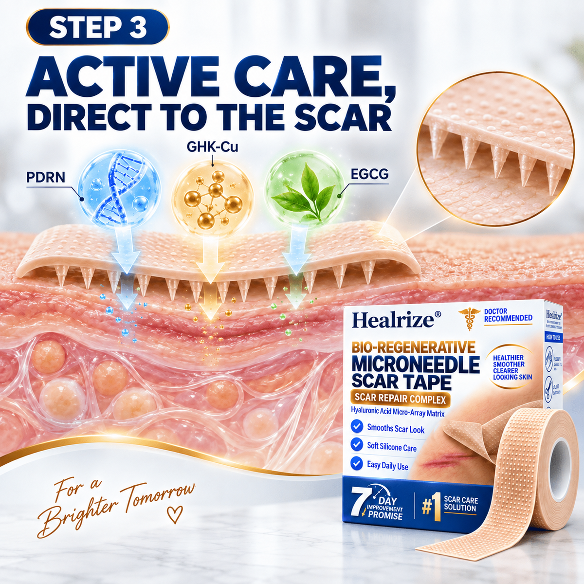 😍Healrize® Bio-Regenerative Microneedle Scar Tape | Helps Flatten, Soften & Smooth Raised Scars | 1.5m Roll