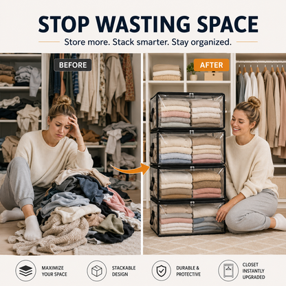 💥LAST DAY SALE 50%OFF💥TIMNAMY® Clear Stackable Storage Bags See Everything🏠 Store More Organize Faster📦📦1