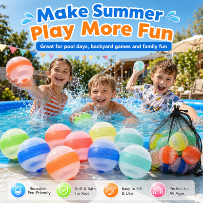 Healrize®Reusable Silicone Water Balls | Quick-Fill Magnet-Free Self-Sealing Splash Toys for Kids & Family Summer Fun💧1