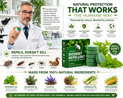 💥LAST DAY SALE 50%OFF💥🟢 TIMNAMY® Natural Peppermint Rodent Repellent Pouches – 12 Pack