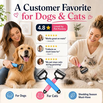 🔥 TIMNAMY® Dual-Sided Pet Grooming Rake 🐾Gentle De-Shedding & Detangling Comb for Dogs🐶 & Cats🐱2
