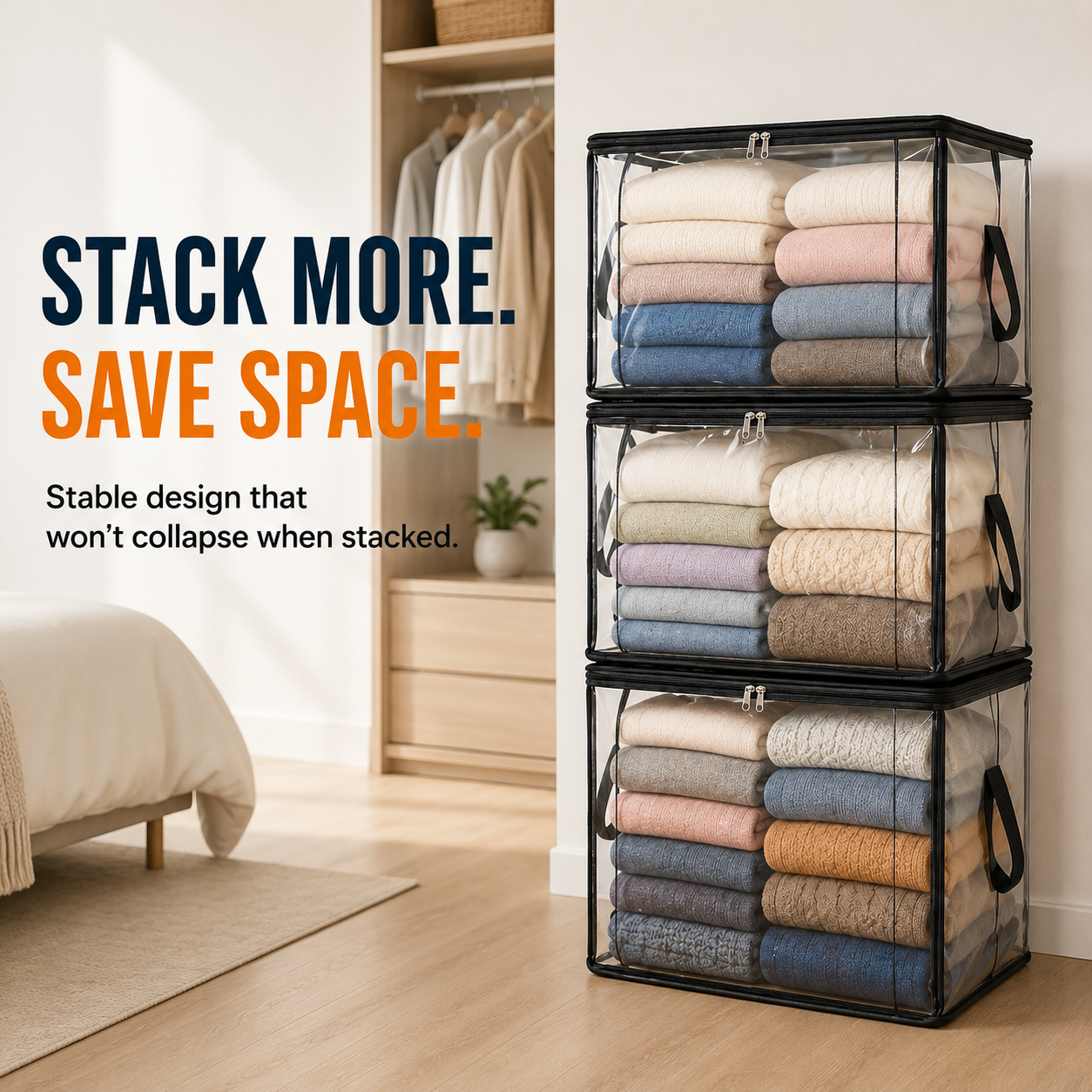 💥LAST DAY SALE 50%OFF💥TIMNAMY® Clear Stackable Storage Bags See Everything🏠 Store More Organize Faster📦📦1