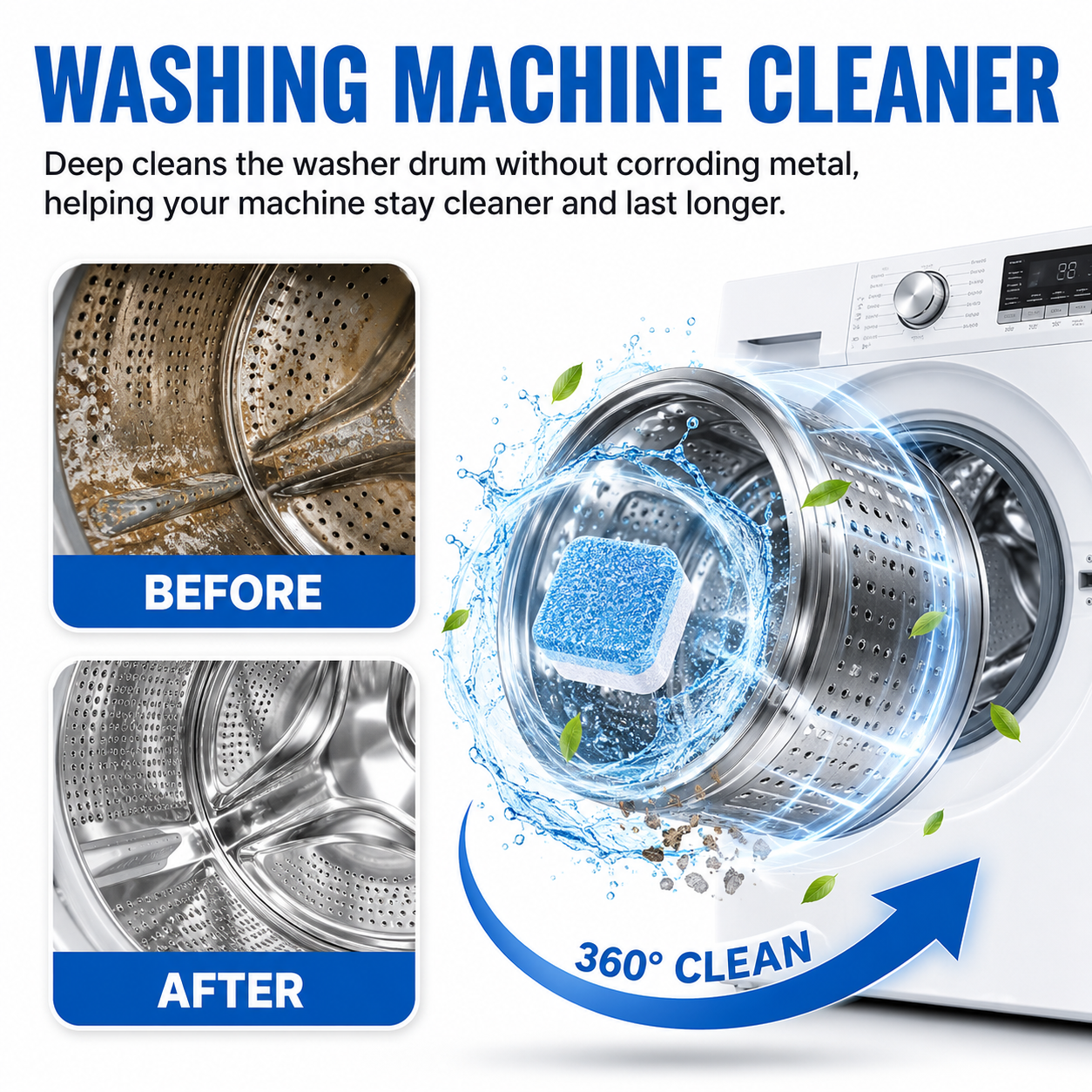 🔥TIMNAMY® Washing Machine Cleaner Tablets | Deep Drum Cleaning, Odor Removal & Residue Decontamination🎁🎁1
