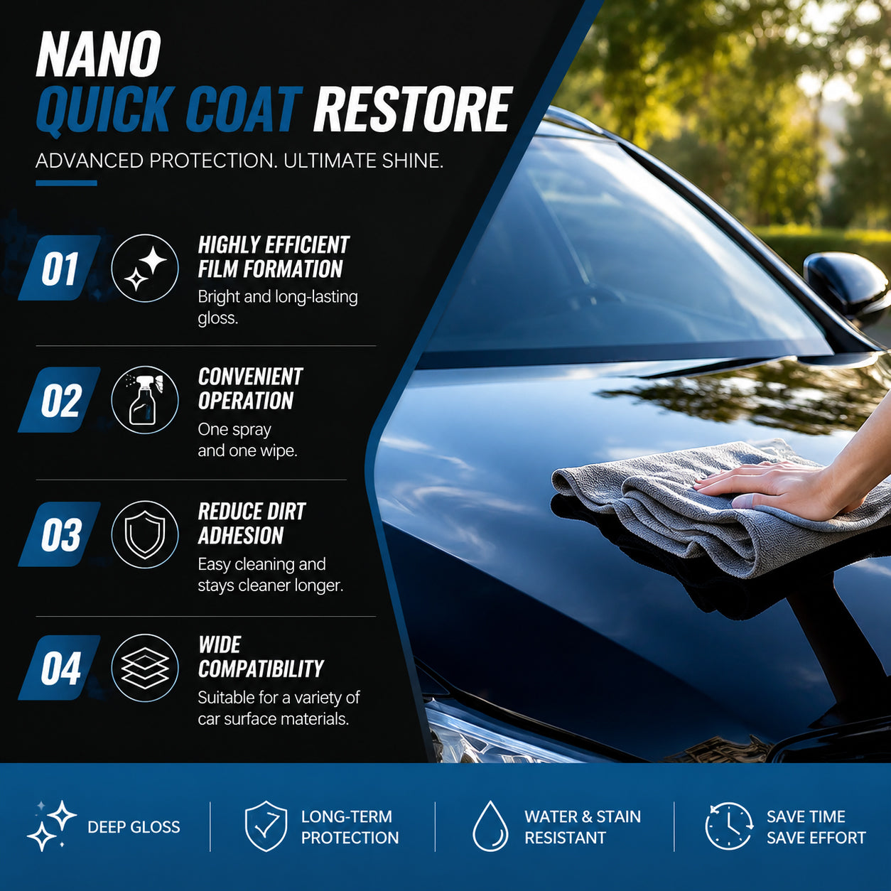 🔥 Healrize® 3-in-1 Nano Quick Coat Restore Spray | Waterless Car Wash, Paint Shine & Light Scratch Care🚗🚗1