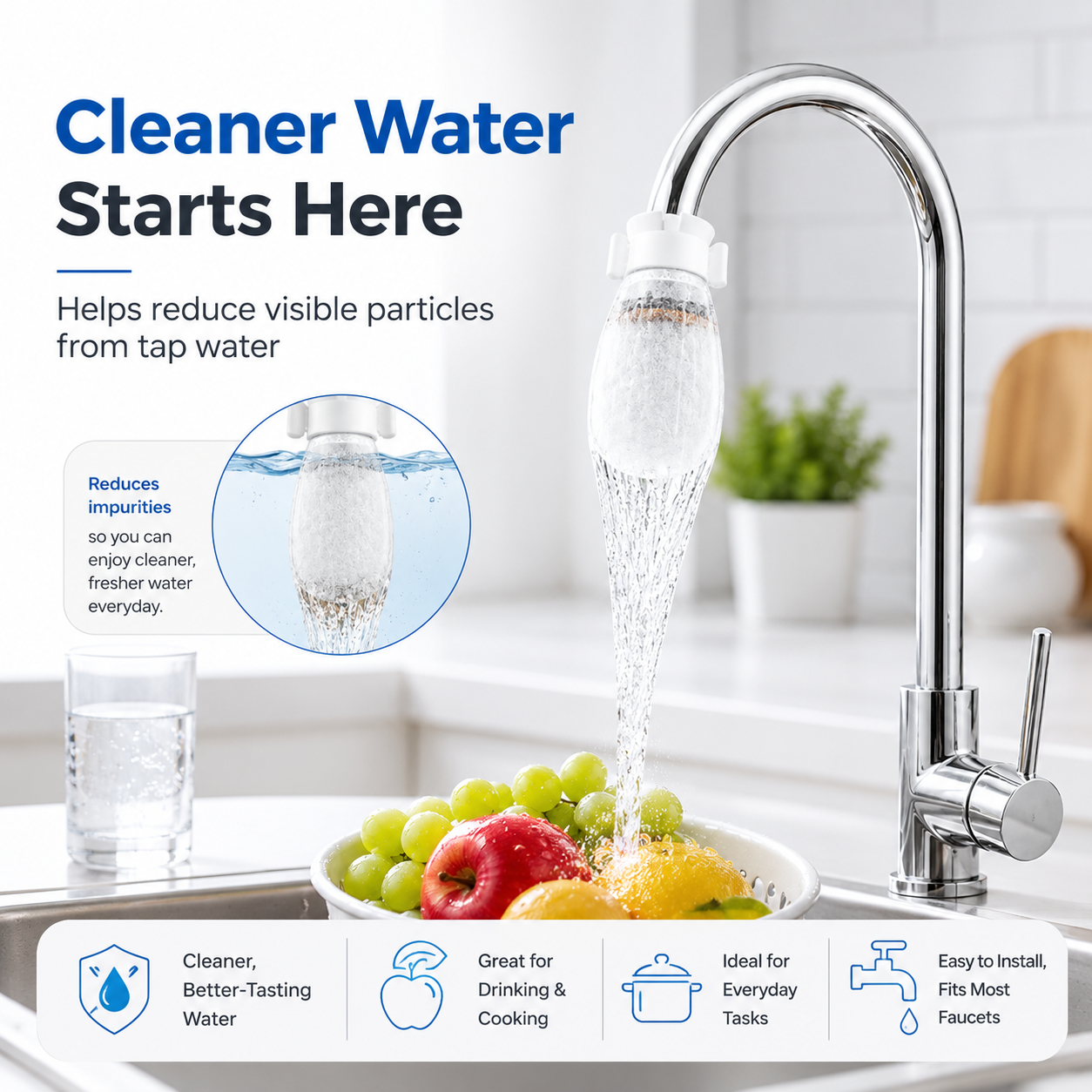 💧Healrize® Faucet Filter Cotton Bags | 100 PCS Universal Splash-Proof Faucet Filters for Visible Rust, Sediment & Scale Filtration🌟1