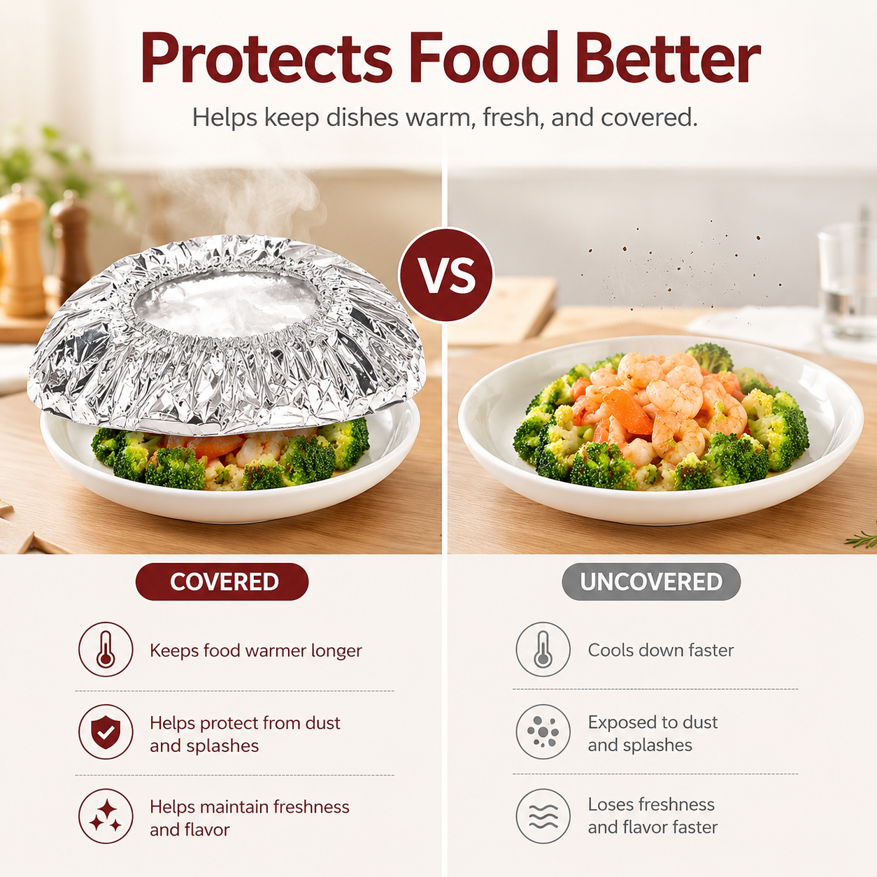 🔥 Healrize® Collapsible Aluminum Foil Food Cover | Keep Meals Warm, Fresh & Protected from Fruit Flies 🍲⏱️1