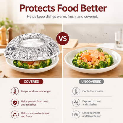 🔥 Healrize® Collapsible Aluminum Foil Food Cover | Keep Meals Warm, Fresh & Protected from Fruit Flies 🍲⏱️1