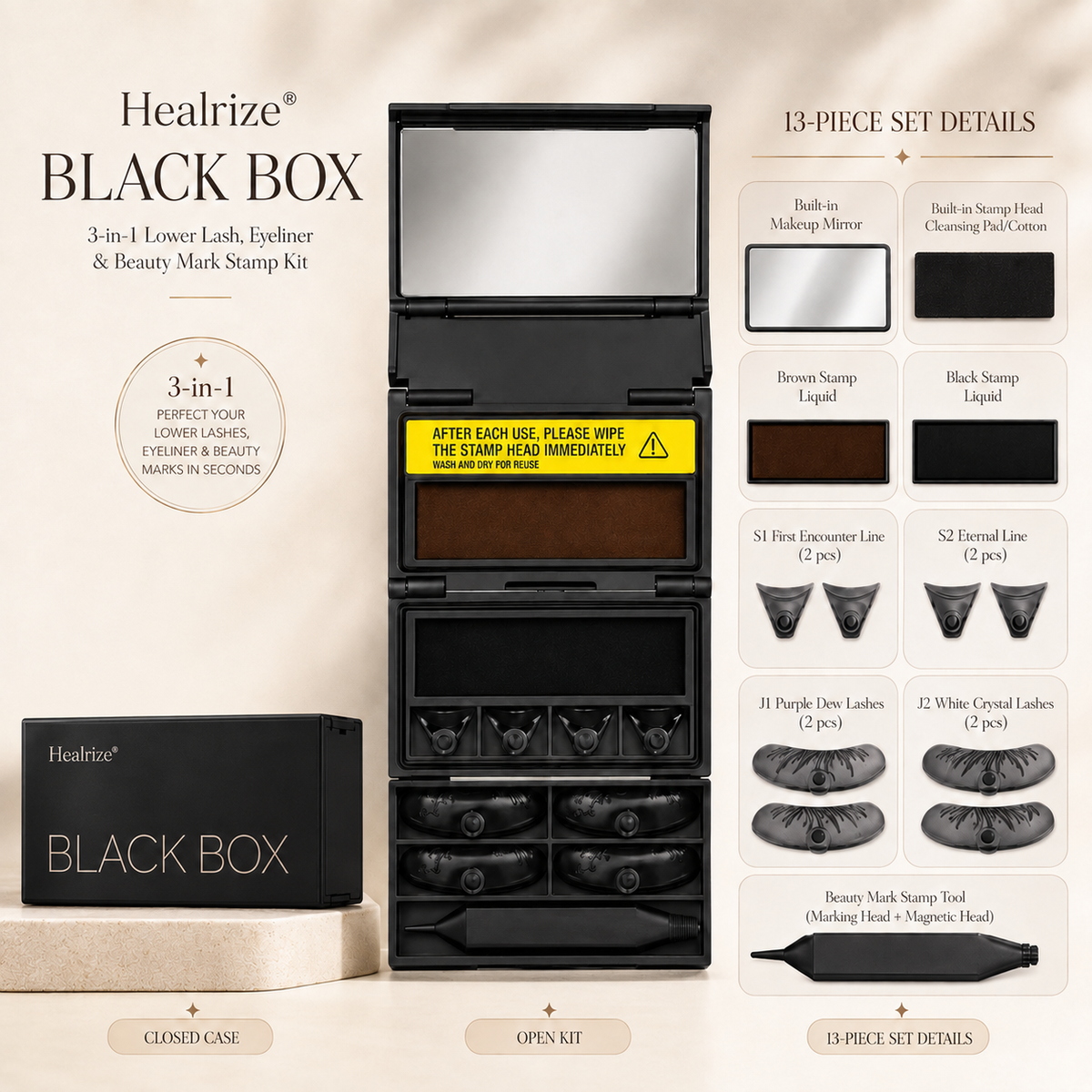 💖Healrize® 3-in-1 Instant Eye Makeup Stamp |  Fuller Lower Lashes • Clean Winged Liner • 💋 Cute Beauty Mark
