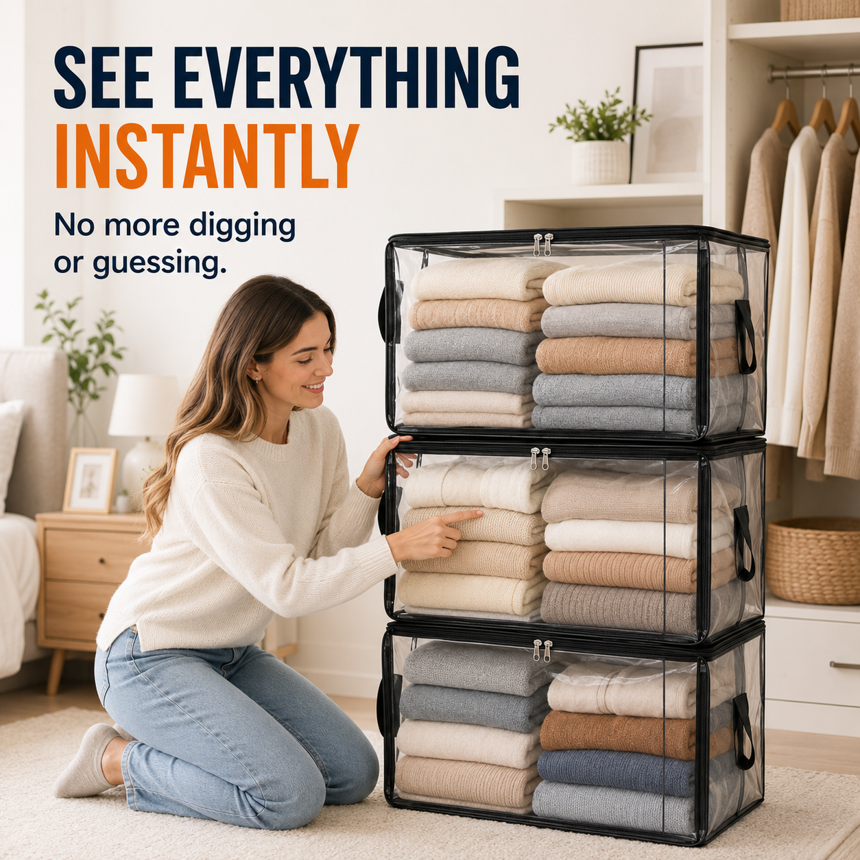 💥LAST DAY SALE 50%OFF💥TIMNAMY® Clear Stackable Storage Bags See Everything🏠 Store More Organize Faster📦📦1