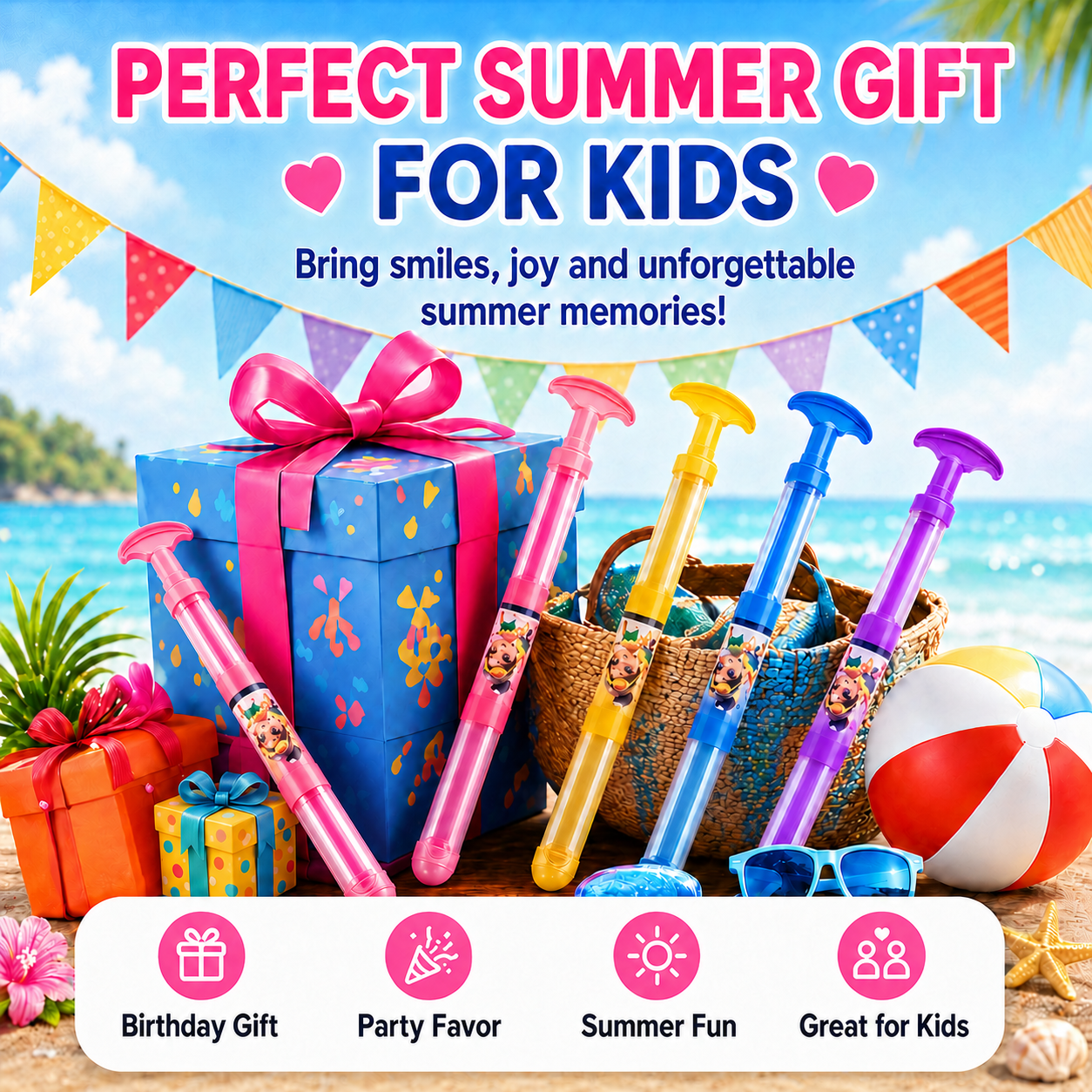 🥳 2026 HOT SALE💞70K+ SOLD! · 58% OFF! TIMNAMY® Pull-Out Firework Water Gun Toy 🎆💦 Fun Splash Water Blaster for Pool, Beach, Bath & Garden