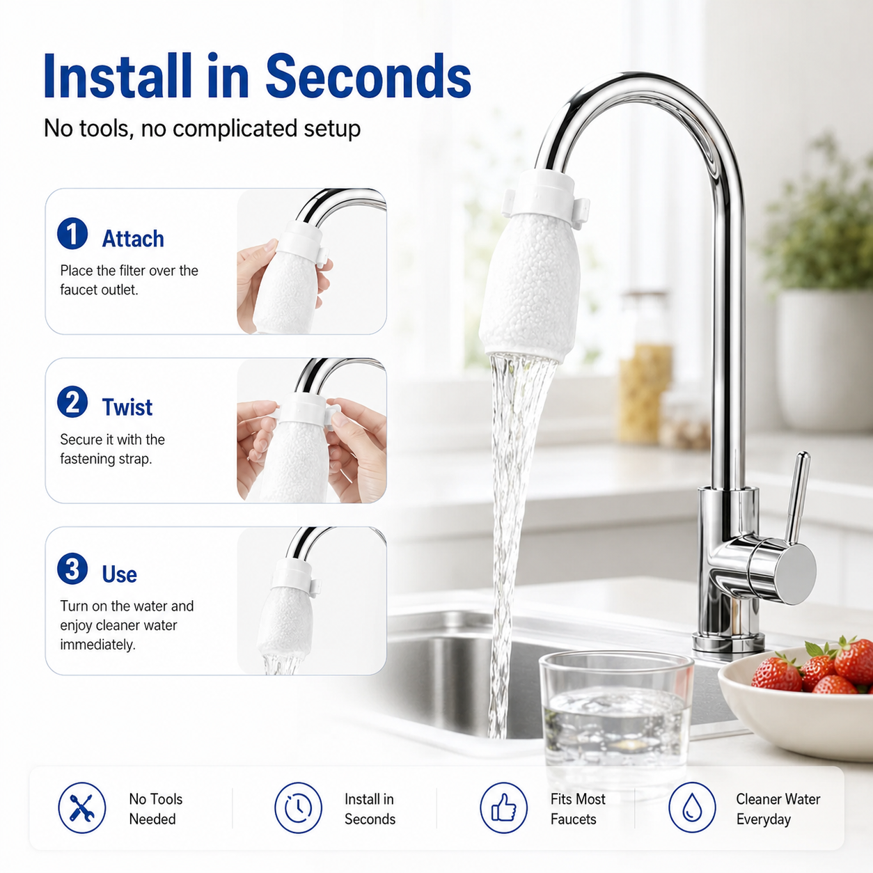 💧Healrize® Faucet Filter Cotton Bags | 100 PCS Universal Splash-Proof Faucet Filters for Visible Rust, Sediment & Scale Filtration🌟1