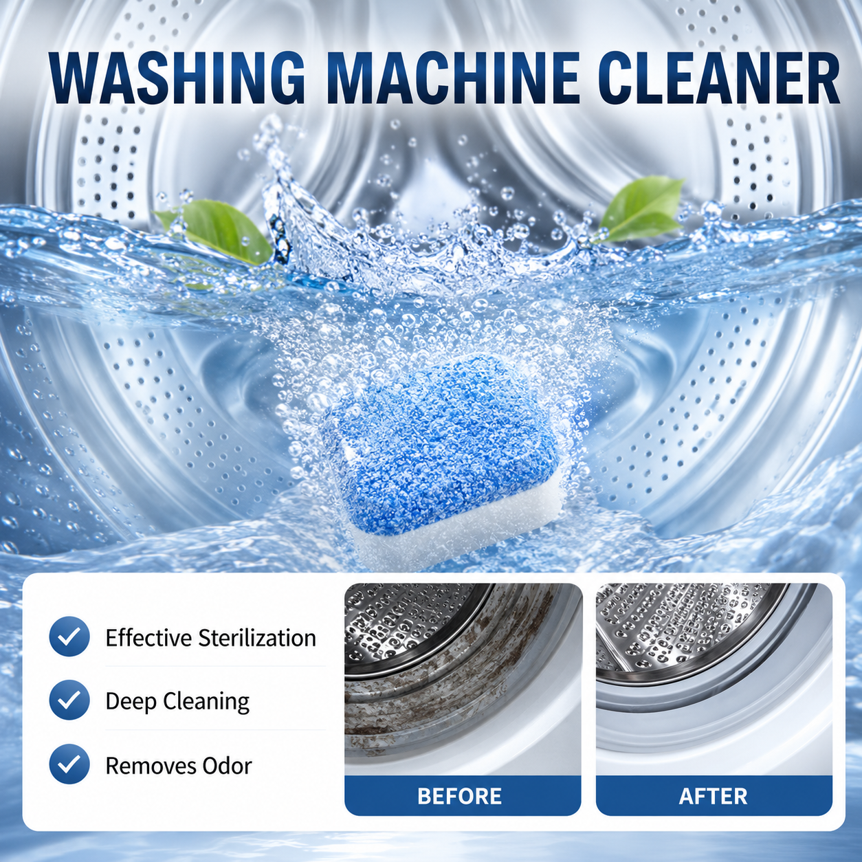🔥TIMNAMY® Washing Machine Cleaner Tablets | Deep Drum Cleaning, Odor Removal & Residue Decontamination🎁🎁1