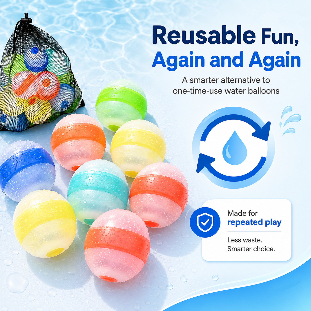 Healrize®Reusable Silicone Water Balls | Quick-Fill Magnet-Free Self-Sealing Splash Toys for Kids & Family Summer Fun💧1