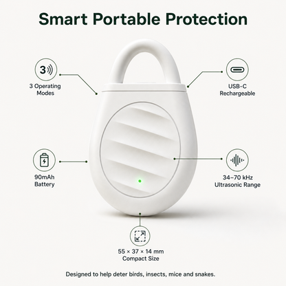 🐦Healrize® No more trouble from birds, beasts and locusts！Portable Ultrasonic Bird Repellent Keychain