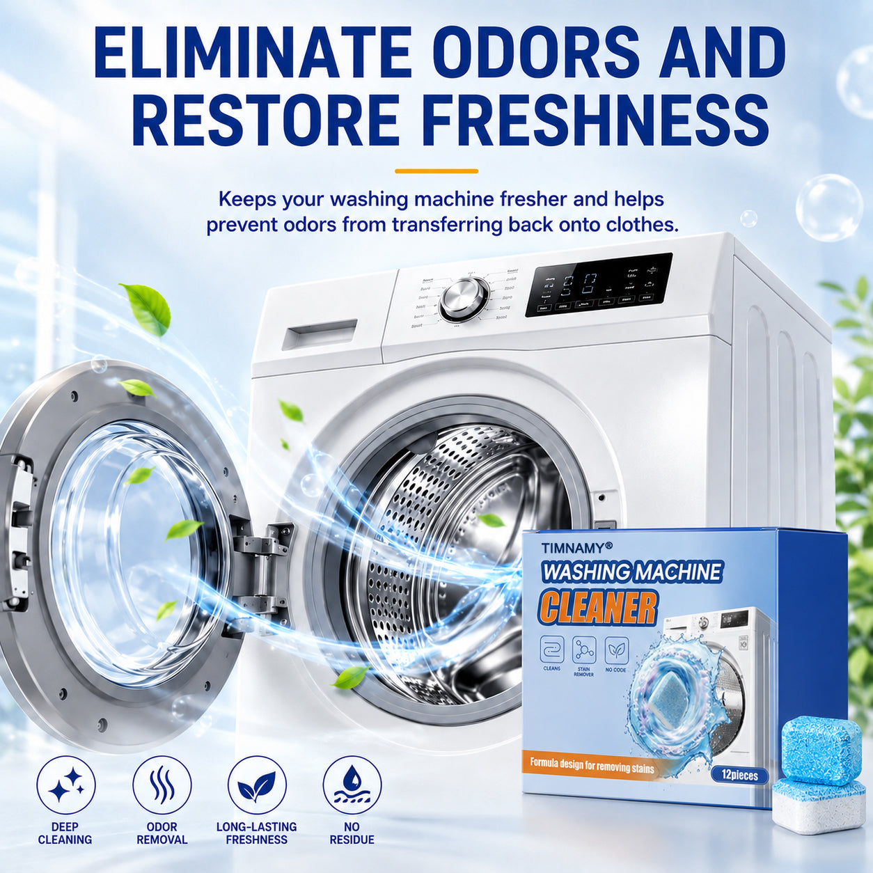 🔥TIMNAMY® Washing Machine Cleaner Tablets | Deep Drum Cleaning, Odor Removal & Residue Decontamination🎁🎁1