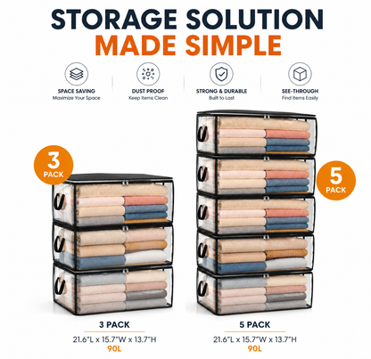 💥LAST DAY SALE 50%OFF💥TIMNAMY® Clear Stackable Storage Bags See Everything🏠 Store More Organize Faster📦📦1