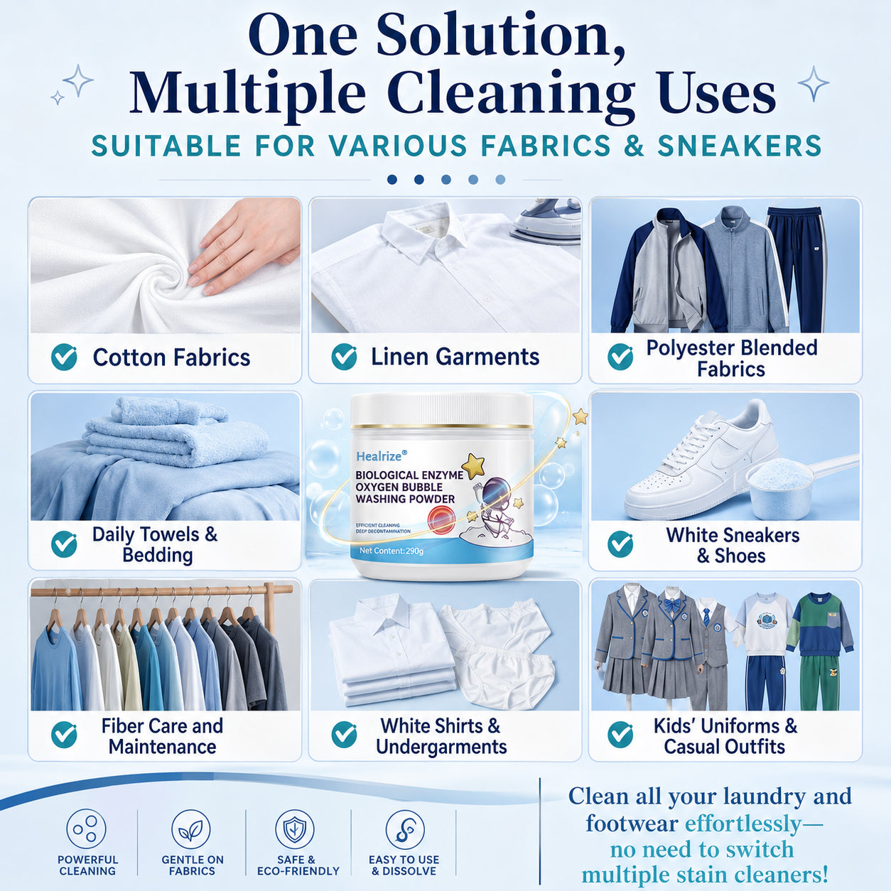🔥 Healrize® Biological Enzyme Oxygen Bubble Washing Powder | Deep Stain Remover for Clothes, Towels, Bedding & White Sneakers🎉🎉1