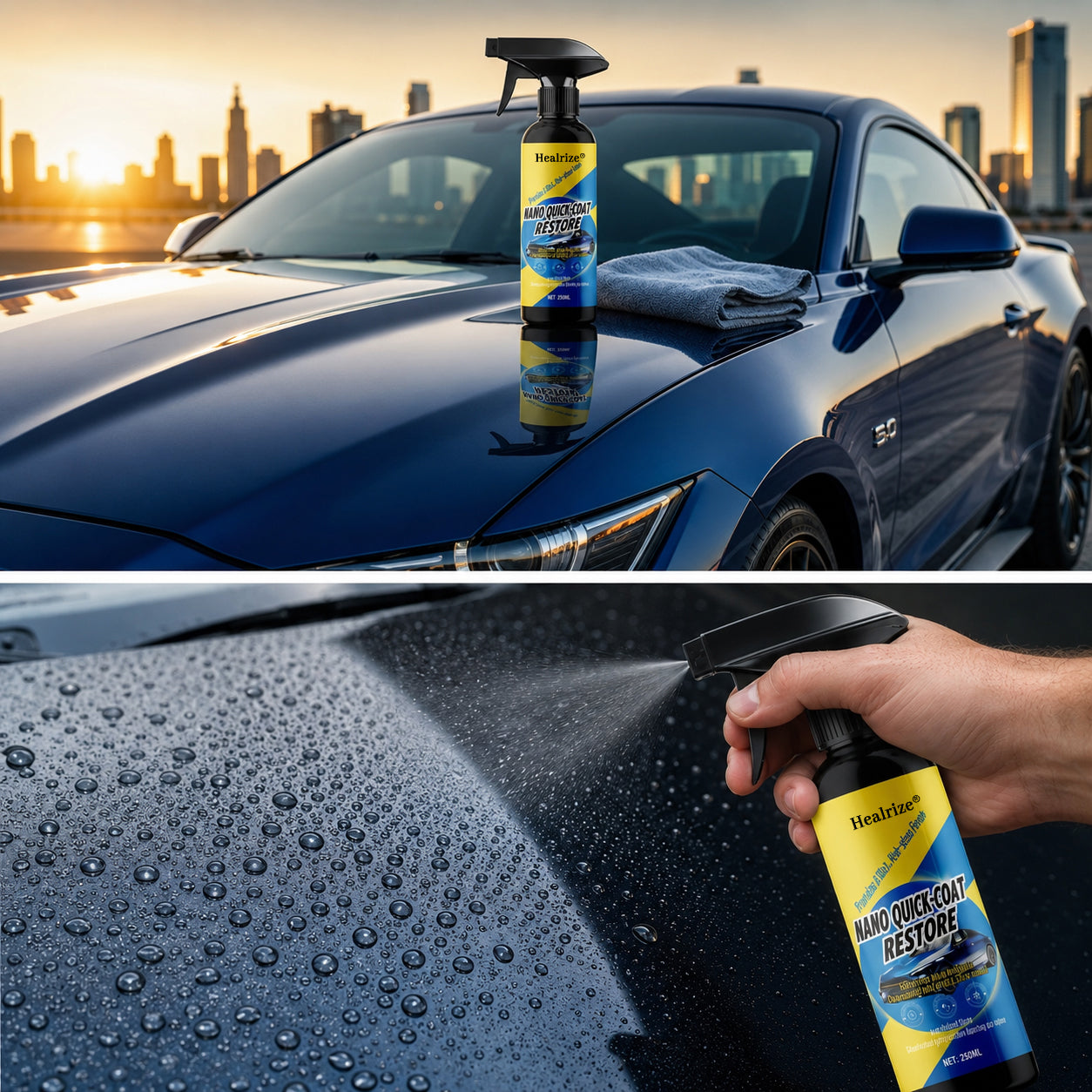 🔥 Healrize® 3-in-1 Nano Quick Coat Restore Spray | Waterless Car Wash, Paint Shine & Light Scratch Care🚗🚗1