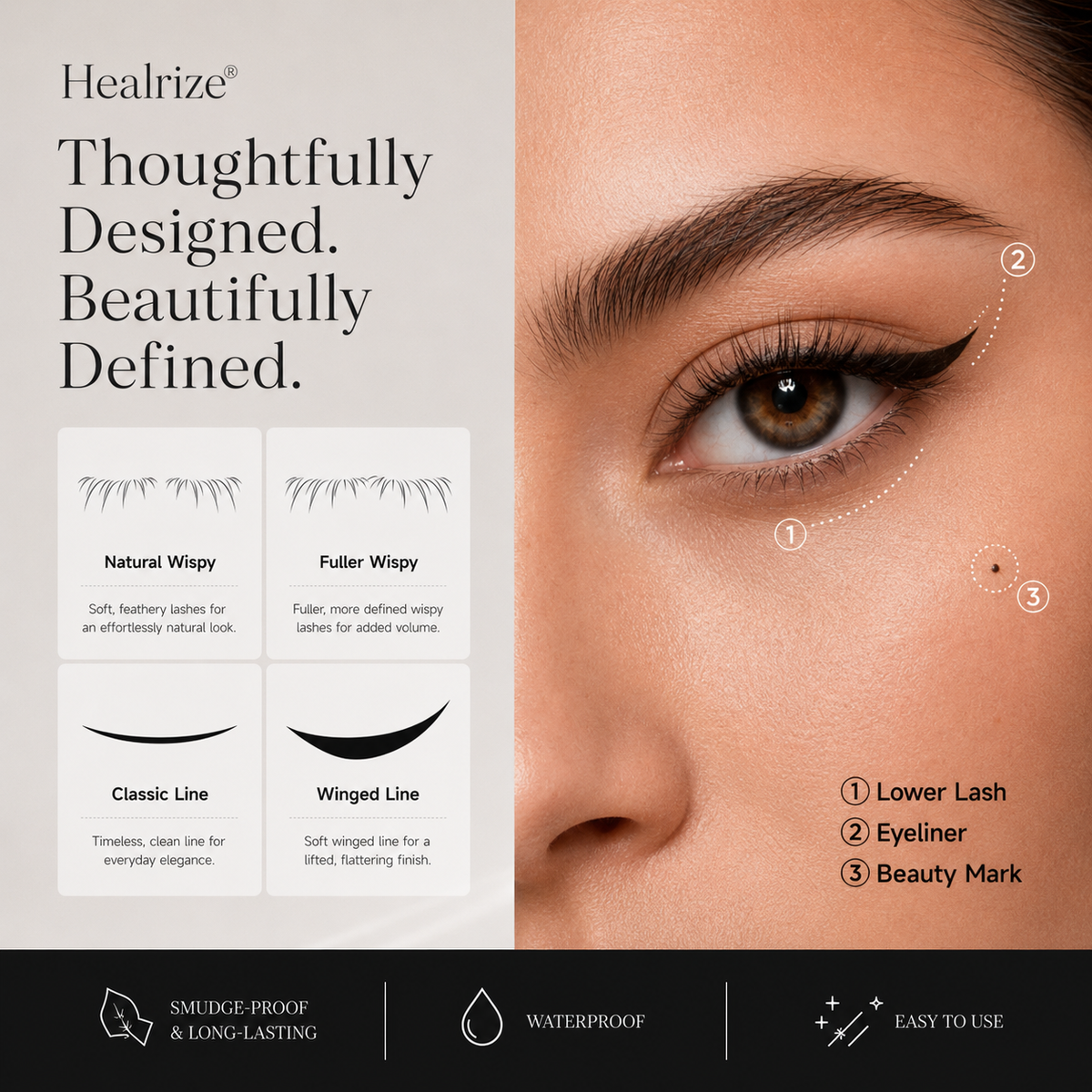 💖Healrize® 3-in-1 Instant Eye Makeup Stamp |  Fuller Lower Lashes • Clean Winged Liner • 💋 Cute Beauty Mark