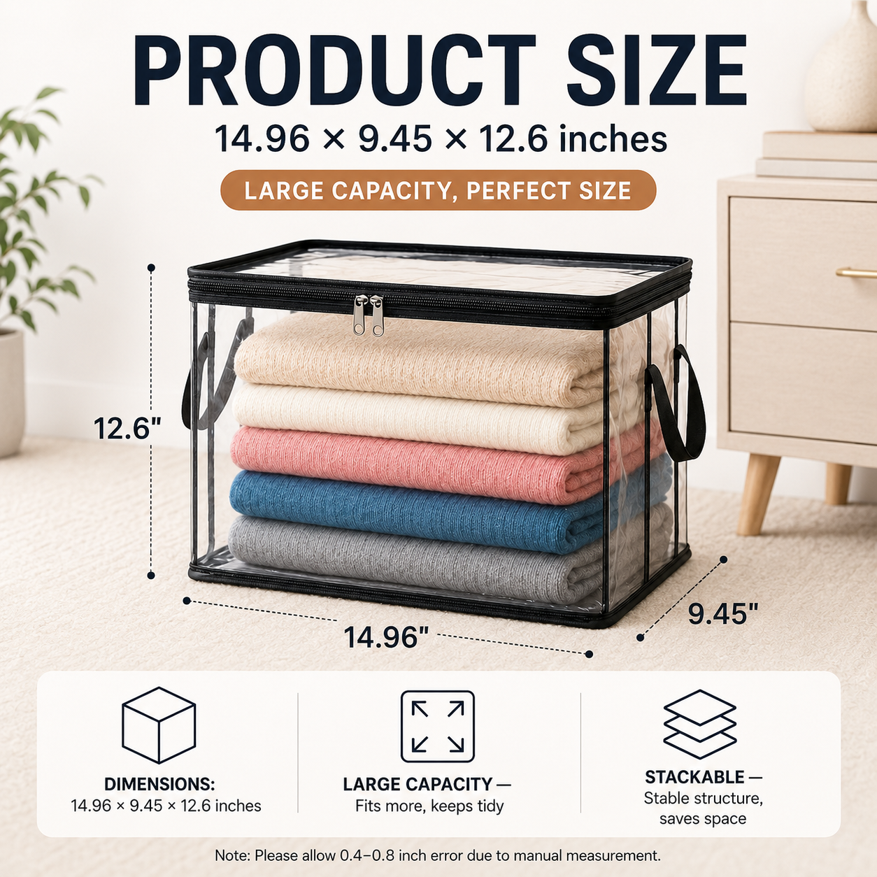 💥LAST DAY SALE 50%OFF💥TIMNAMY® Clear Stackable Storage Bags See Everything🏠 Store More Organize Faster📦📦1
