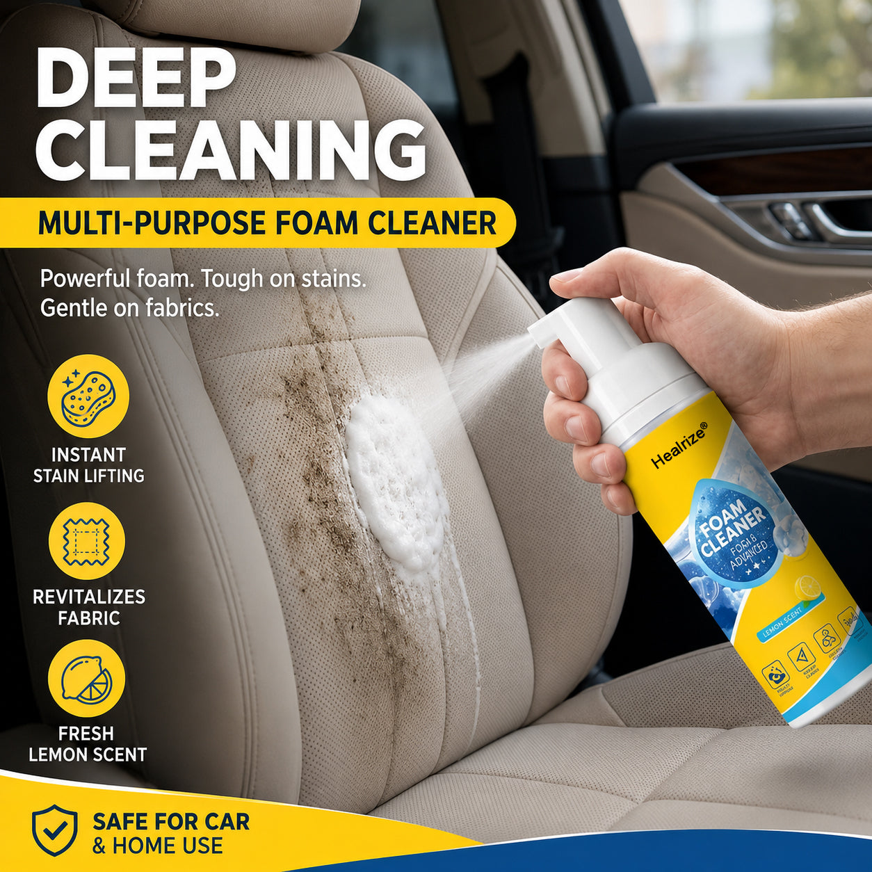 🔥 Healrize® 4-in-1 Multi-Enzyme Foam Cleaner | Deep Cleaning Foam for Car Interior, Sofa, Kitchen & Bathroom✨✨3