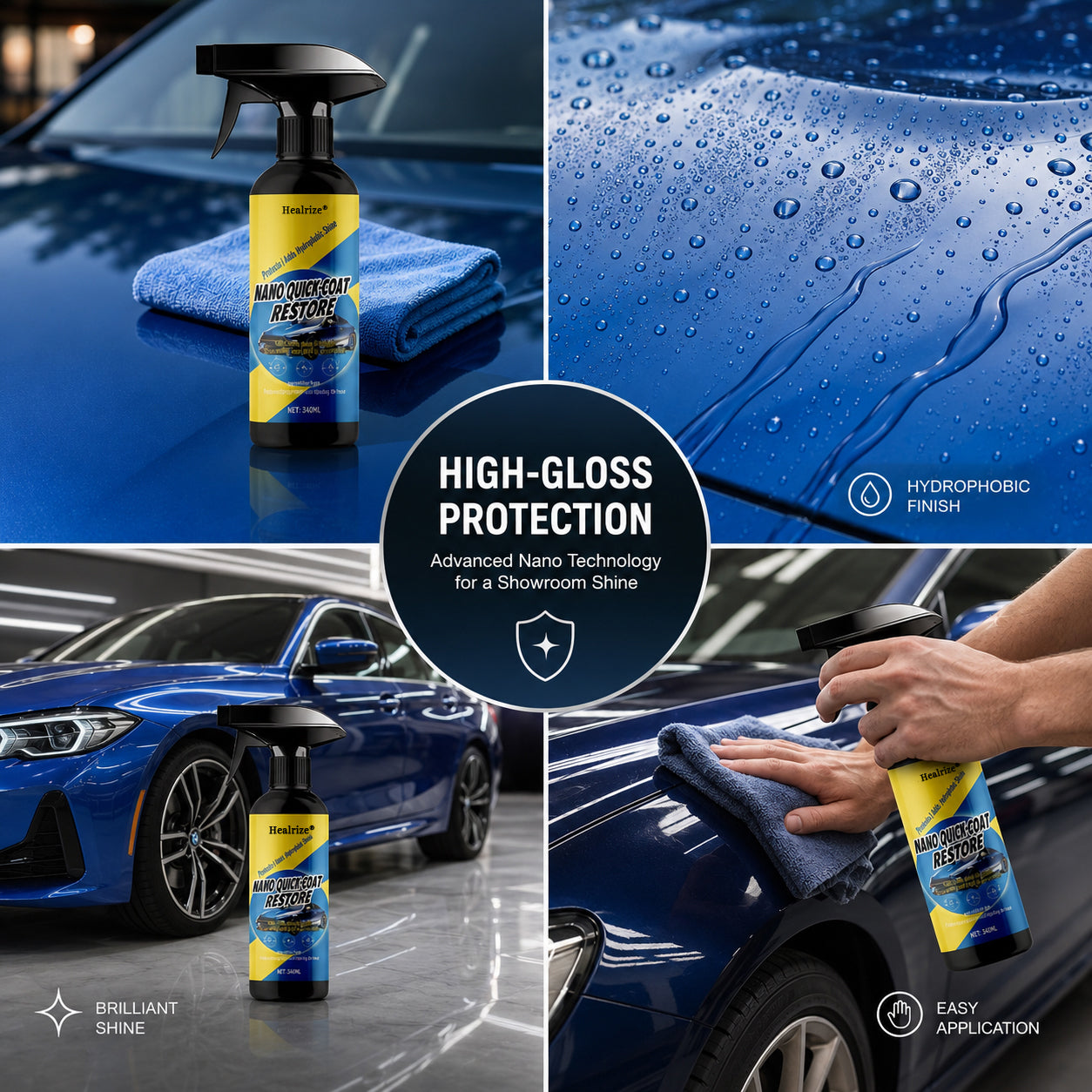 🔥 Healrize® 3-in-1 Nano Quick Coat Restore Spray | Waterless Car Wash, Paint Shine & Light Scratch Care🚗🚗1