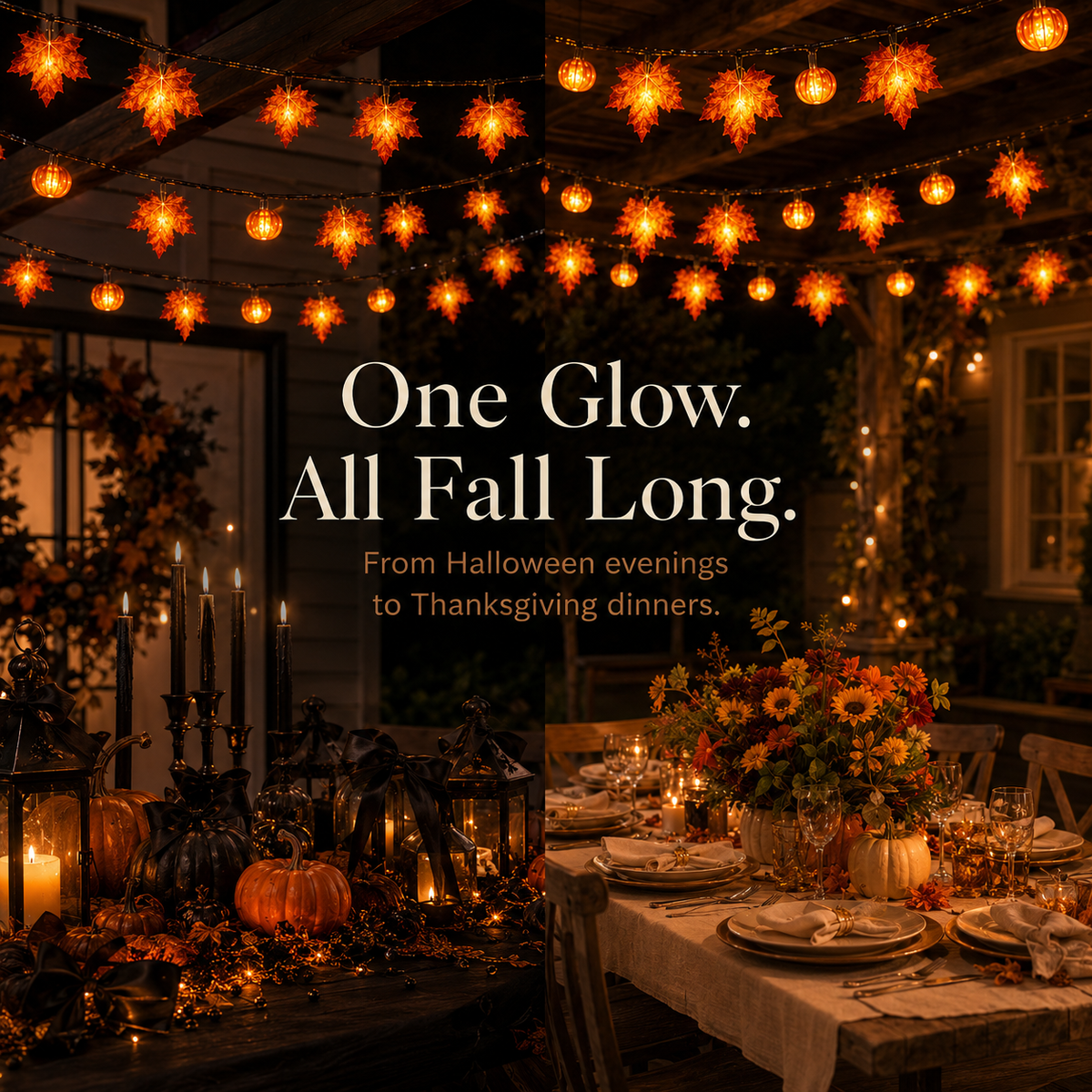 🍁 Healrize® Fall Maple Leaf & Pumpkin String Lights – 🎃 Cozy Warm Glow for Halloween, Thanksgiving & Autumn Decor ✨