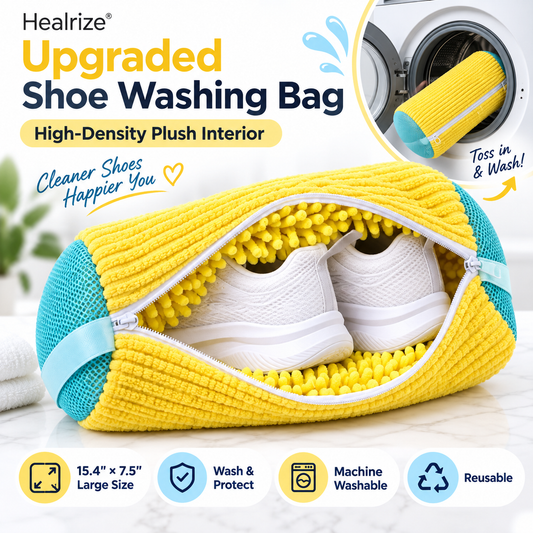 👟 Healrize® High-Density Plush Shoe Washing Bag | Upgraded 15.4" × 7.5" ✨