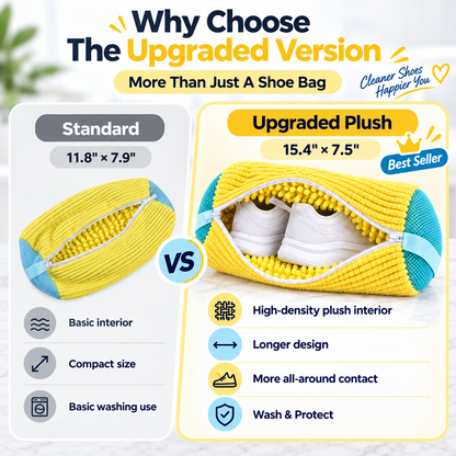 👟 Healrize® High-Density Plush Shoe Washing Bag | Upgraded 15.4" × 7.5" ✨