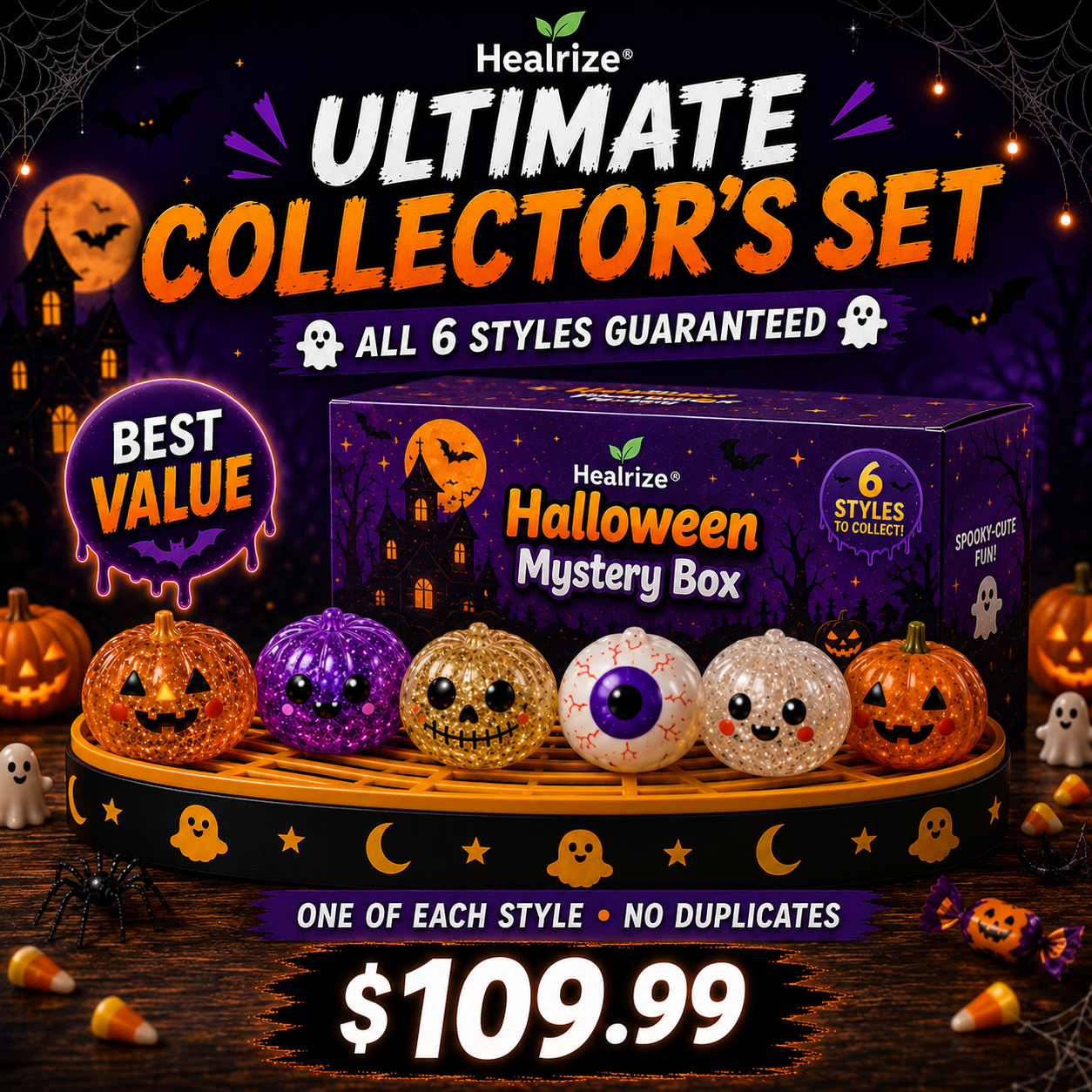 🔥 55% OFF TODAY 🎃 Healrize® Halloween Steamed Bun Squishy Random Mystery Box | 6 Spooky Styles to Collect🎃