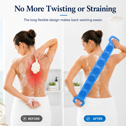 💦 Healrize®  27.6" Dual-Sided Silicone Back Scrubber — Extra-Long Flexible Bath Strap with Easy-Grip Handles