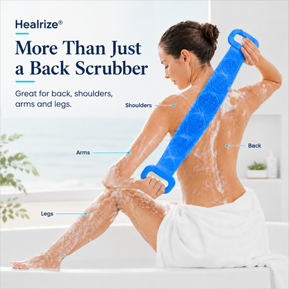 💦 Healrize®  27.6" Dual-Sided Silicone Back Scrubber — Extra-Long Flexible Bath Strap with Easy-Grip Handles
