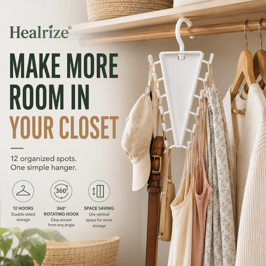 👚 Healrize® 12-Hook Closet Organizer – 🔥 Reinforced Pro Upgrade for More Storage & Stability