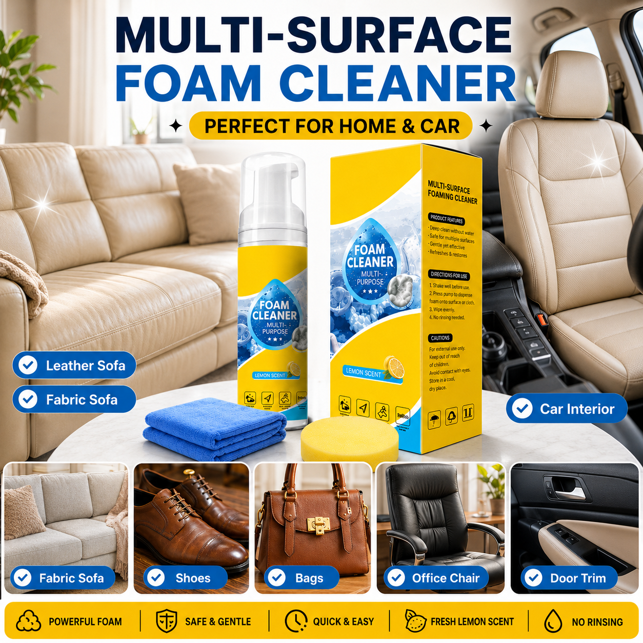 🔥 TIMNAMY® 4-in-1 Multi-Enzyme Foam Cleaner | Deep Cleaning Foam for Car Interior, Sofa, Kitchen & Bathroom