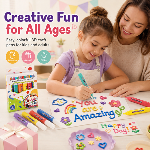 🎨Healrize® Magical Puffy 3D Ink Markers | Heat-Activated Popcorn Pens for Kids DIY Crafts, Raised Bubble Art, Cards, Scrapbooks & Multi-Surface Decorating🎁1