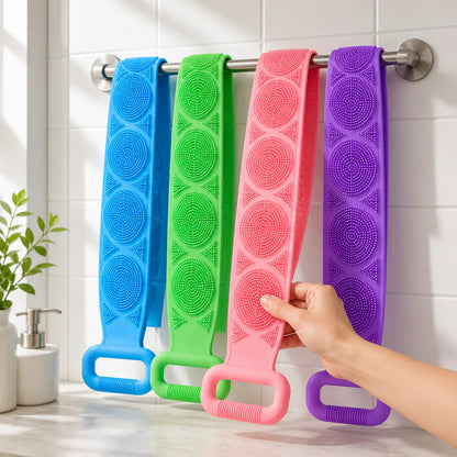💦 Healrize®  27.6" Dual-Sided Silicone Back Scrubber — Extra-Long Flexible Bath Strap with Easy-Grip Handles