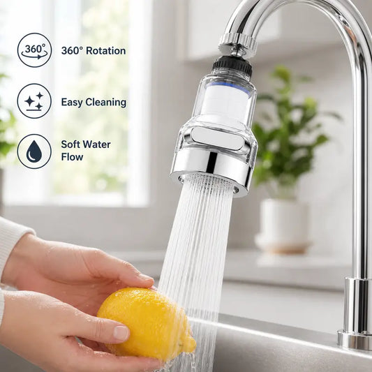 Healrize® 1 Count, 360° Rotating Faucet Aerator Filter 6-Layer Filtration 3 Water Modes Splash-Free for Kitchen Sink Fruit Vegetable Cleaning