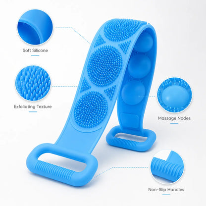 💦 Healrize®  27.6" Dual-Sided Silicone Back Scrubber — Extra-Long Flexible Bath Strap with Easy-Grip Handles