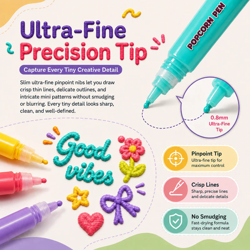 🎨Healrize® Magical Puffy 3D Ink Markers | Heat-Activated Popcorn Pens for Kids DIY Crafts, Raised Bubble Art, Cards, Scrapbooks & Multi-Surface Decorating🎁1