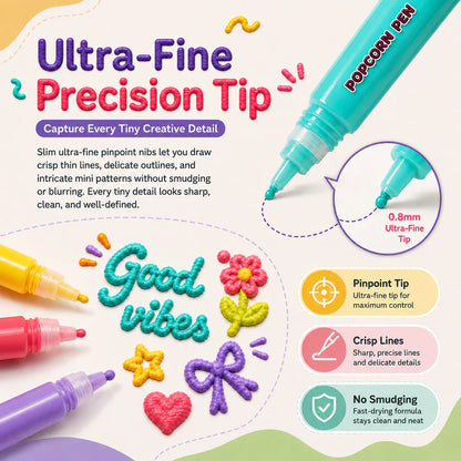 🎨Healrize® Magical Puffy 3D Ink Markers | Heat-Activated Popcorn Pens for Kids DIY Crafts, Raised Bubble Art, Cards, Scrapbooks & Multi-Surface Decorating🎁1